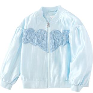 巴拉巴拉童装儿童外套棒球领上衣女童春装缎面洋气潮宽松时尚甜美