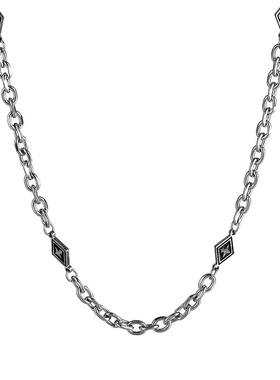 GuangYu菱形拼接链条钛钢项链潮