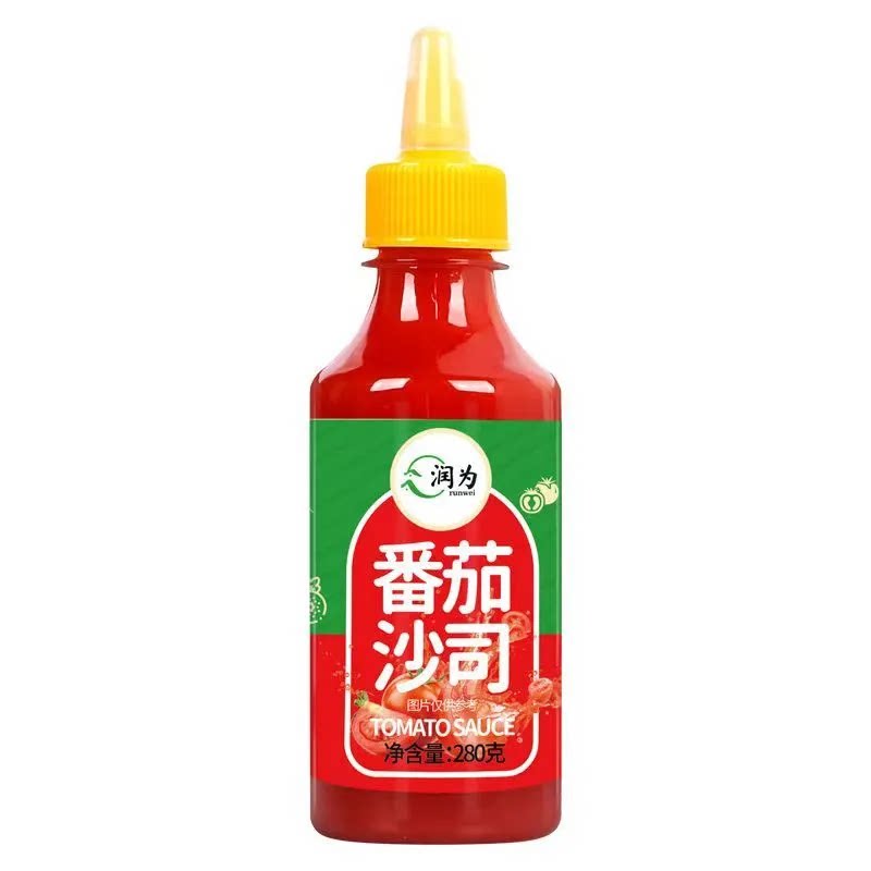 润为番茄酱家用商用批发瓶装280g番茄沙司薯条汉堡炸鸡烘焙调味酱