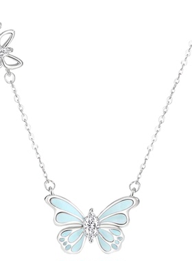 老凤祥蝶光项链女S925纯银