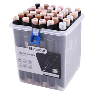 icolour爱卡乐二代专业软头马克笔套装非touch系60色学生用48色双头油性绘画笔初学者动漫设计全套marker彩笔