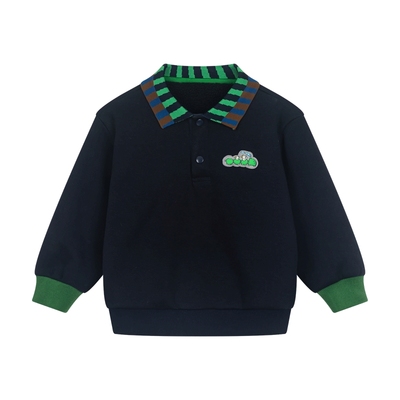 马拉丁儿童卫衣25冬装新款男童小童棉摇粒绒提花polo领卫衣