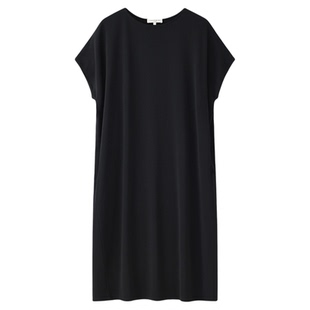 LAFAYETTE148/拉飞逸一字领宽松舒适落肩连衣裙黑色优雅中长裙
