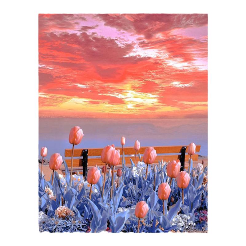 DIY数字油画花卉向日葵猫狗 治愈减压手工填色家居装饰挂画