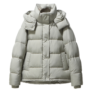 2025冬新款短款羽绒服女连帽Lu五格泡芙抽绳收腰加厚小个子面包服