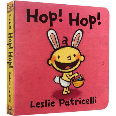 一根毛小脏孩小毛孩系列英文原Leslie Patricelli: Hop! Hop! 复活节跳跳兔 玩转颜色 纸板书 幼儿儿童启蒙认知早教趣味读本