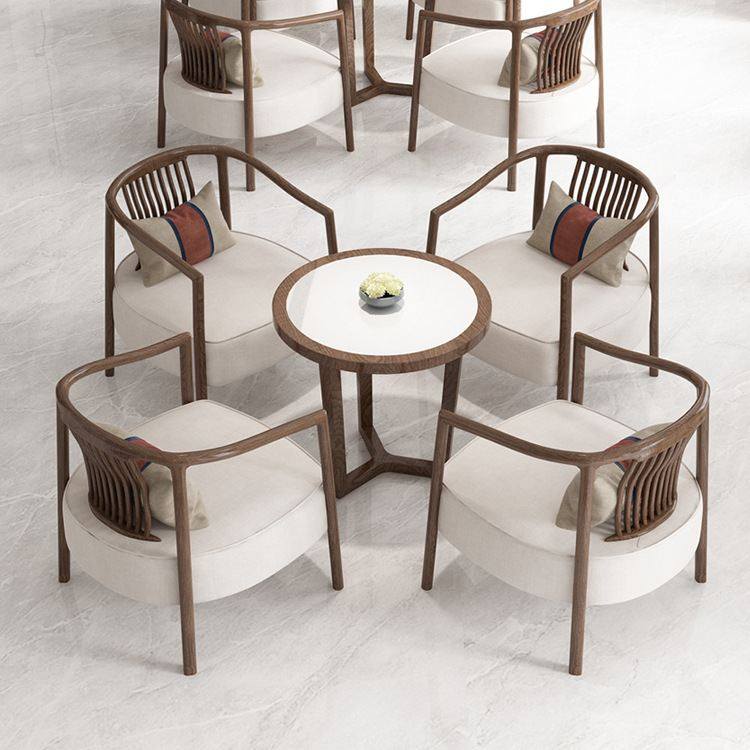 新中式售楼处部洽谈桌椅组合轻奢家具名宿酒店大堂接待一桌四椅