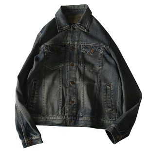 质量过硬 复古脏洗做旧石磨男士牛仔外套 经典短款男女休闲夹克衫