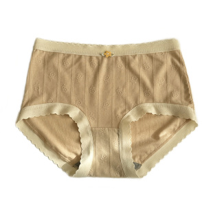 花仙子新款内裤女士高腰短裤日系莫代尔棉提花包臀石墨烯裆三角裤