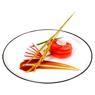 冷菜盘头盘饰黄金麦穗天然稻穗酒店厨师摆盘花点缀意境菜创意装盘