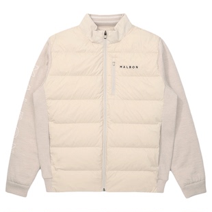 韩国MALBON高尔夫男装25冬季运动休闲立领长袖外套针织拼接羽绒服