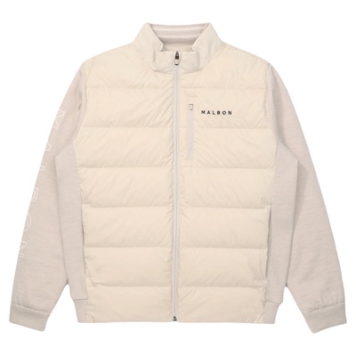 韩国MALBON高尔夫男装25冬季运动休闲立领长袖外套针织拼接羽绒服