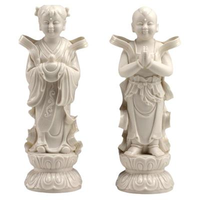 戴玉堂陶瓷观音菩萨佛像金童玉女佛堂用品童子龙女客厅供奉摆件