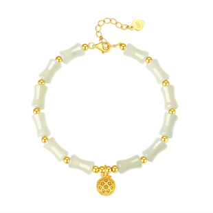 色达五明学院手串女孩戴纯银竹节形手链高颜值手链送女友和田玉