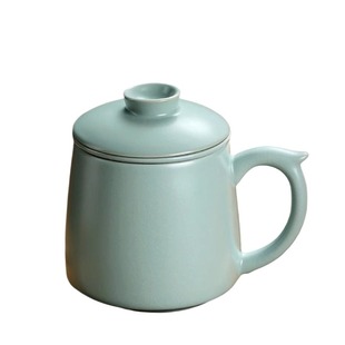 会议茶水分离茶杯高档陶瓷个人专用办公室汝窑泡茶杯喝茶的杯子