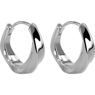 卡伦图莫比乌斯耳环女圈圈耳扣999纯银针耳钉轻奢高级感素圈耳饰