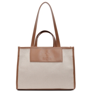 气质通勤帆布托特包2025春夏新款拉链款手提袋妈咪包单肩大包包女