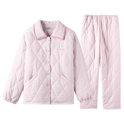 美标三层加厚夹棉可外穿睡衣女冬