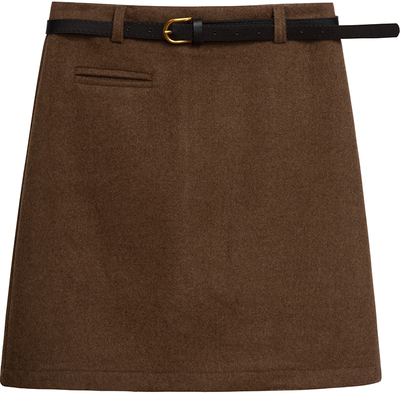 高腰毛呢A字显瘦百搭包臀半身裙