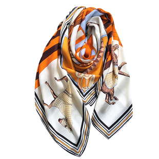 【披风骏马】时尚大牌款真丝羊毛大方巾秋冬丝绒保暖围巾披肩女