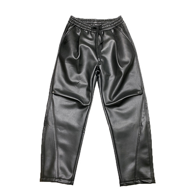 冬季韩版加绒保暖亮面皮裤