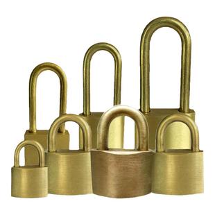 黄铜挂锁家用长梁挂锁柜子挂锁大门铜锁老式门栓锁具户外防水挂锁