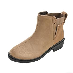 Pansy盼喜日本女鞋单靴休闲切尔西短靴平底妈妈鞋女士靴子秋冬款