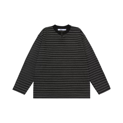 APOGE3 阿保机 美式复古条纹长袖T恤男打底上衣情侣宽松设计感