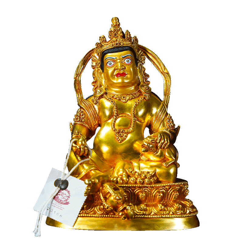 欧斯特全鎏金《黄财神》室内家用仿尼泊尔《五姓财神》铜像摆件