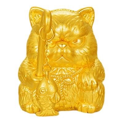 中银亿金足金999小猫钓鱼投资黄金可爱摆件纯金金块理财收藏送礼