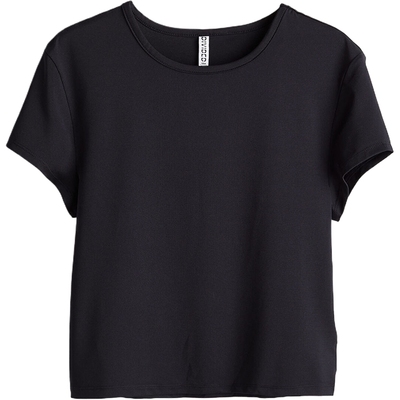 HM女装T恤冬季内搭打底衫修身弹力汗布窄边领口辣妹短上衣1234741