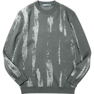 HLA/海澜之家秀场同款长袖针织衫25秋冬新山不在高撞色提花上衣男