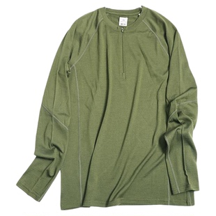 美利奴羊毛速干衣男长袖t恤户外半拉链美丽诺徒步登山运动上衣H20