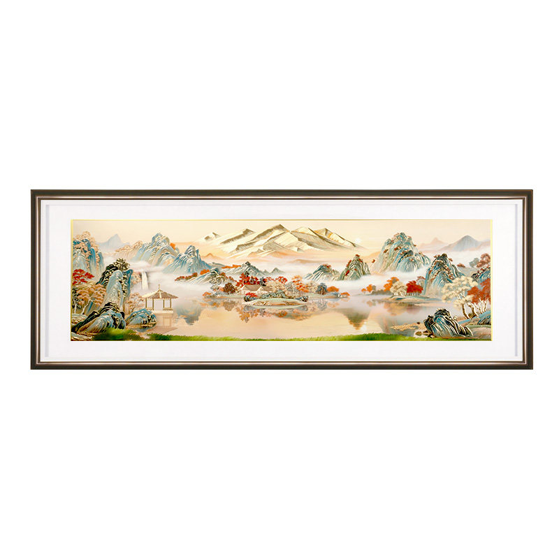 日照金山铜雕画招财山水背景墙