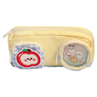 苹果大容量笔袋吧唧痛包女生高颜值初中可放小卡铅笔多巴胺文具盒