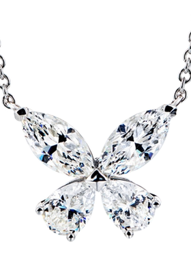 超闪梨形马眼蝴蝶项链女925银