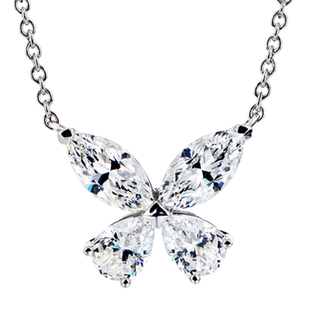 甜美超闪梨形马眼蝴蝶钻石锁骨项链女925纯银镀18K白金轻奢高级感