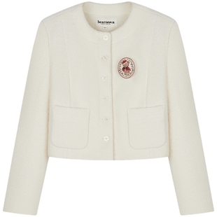 TEENIEWEENIE bearnova25冬季新款女装圈圈纱毛呢优雅外套