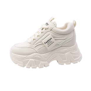 爆款松糕厚底老爹鞋女小个子增高2025新款欧货秋冬白色百搭休闲鞋