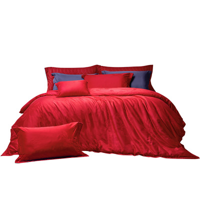 富安娜红色四件套纯棉