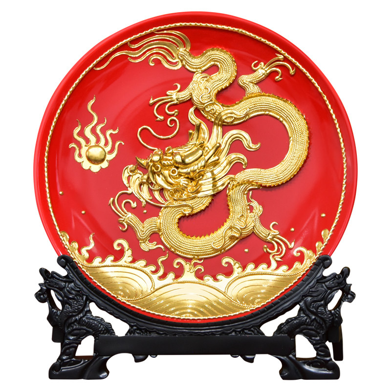 鹭艺轩腾龙金箔摆件乔迁开业礼物