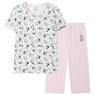 SCHIESSER舒雅童装女童莫代尔吸湿速干印花睡衣家居服套装22502H