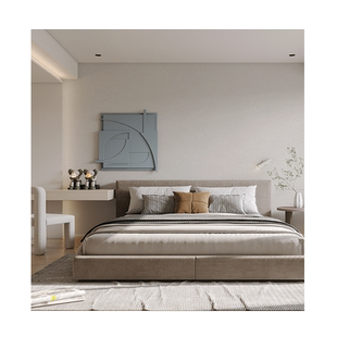 奶白色主卧背景墙布卧室客厅无缝全屋电视墙壁布杏子灰2024新款