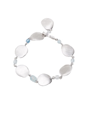 银色几何圆形手链海蓝宝手饰轻奢