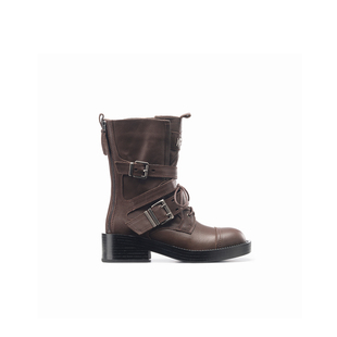 LUCIA TACCI白鹿同款｜秋冬经典软牛皮金属双拉链中跟马丁靴女