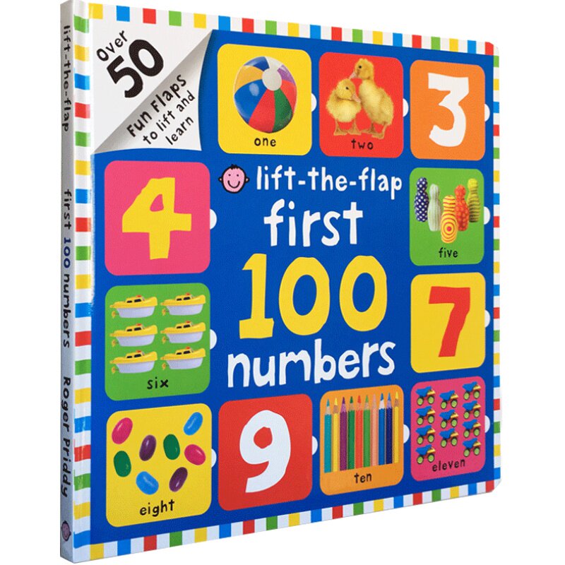 英文原版 聪慧宝宝系列:数数书 Bright Baby First 100 Numbers Lift-The-Flap 大本纸板翻翻书 数字英语学习 图画书可搭animals