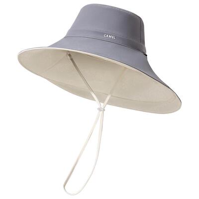 骆驼双面遮阳渔夫帽2025夏季新款女防紫外线upf50+大帽檐防晒帽子