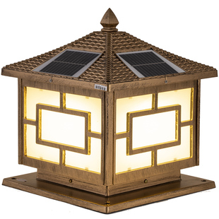 太阳能方形柱头灯室外庭院别墅墙头围墙LED大门灯家用户外门柱灯