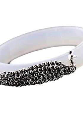 原创天然白玉髓手镯环女友泰银