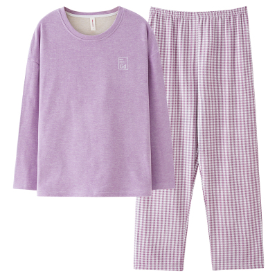 妈妈德绒睡衣秋冬季长袖套头薄绒